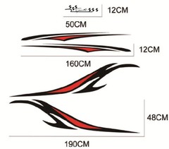 Car Truck Side Skirt Door Racing Graphic Vinyl Sticker Decal Stripes Black/Red