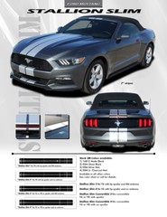 2015-2017 Ford Mustang SLIM RACING STRIPES 7 Inch Wide Hood 3M Pro Vinyl Decals
