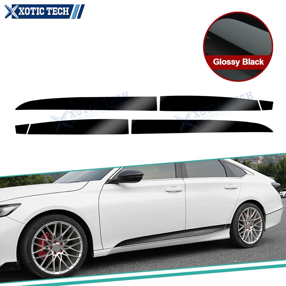 Gloss Black KK Vinyl Pre-Cut Door Side Lower Skirt Trim For Accord 10th 18-21