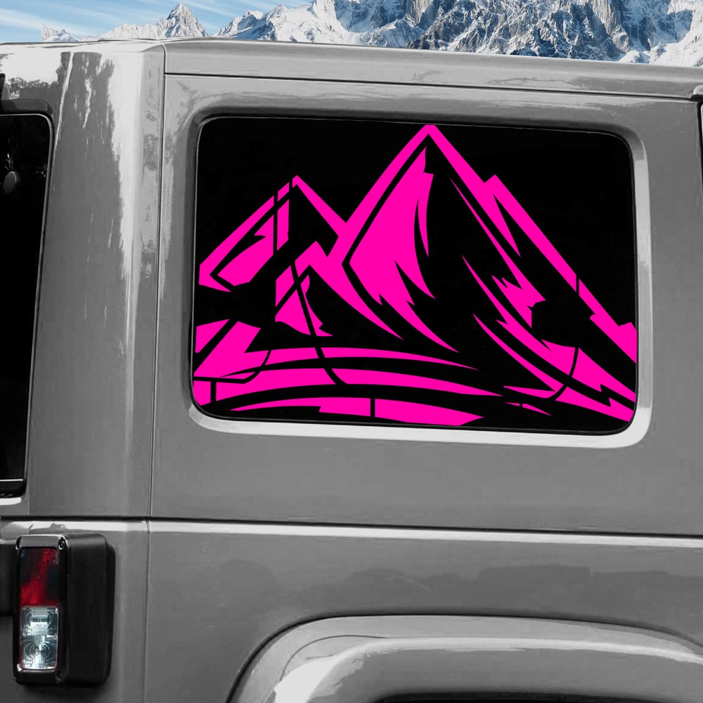 Rear Window Wrap Graphic Decal for Jeep Wrangler 2011-2020 MOUNTAINS PINK
