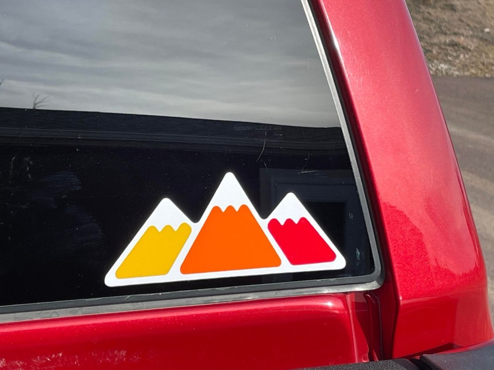 Red Retro Adventure Mountain Tri-color sticker For Toyota
