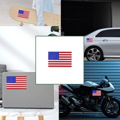 Wppzeoo 3 Pack Reflective American Flag Stickers, 5 Inches X 3 Inches, Red