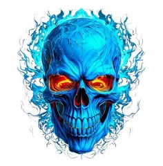 LED BLUE FIRE SKULL DEAD MARINE FIRE SOLDIER GHOST RIDER 2” VINYL STICKER DECAL