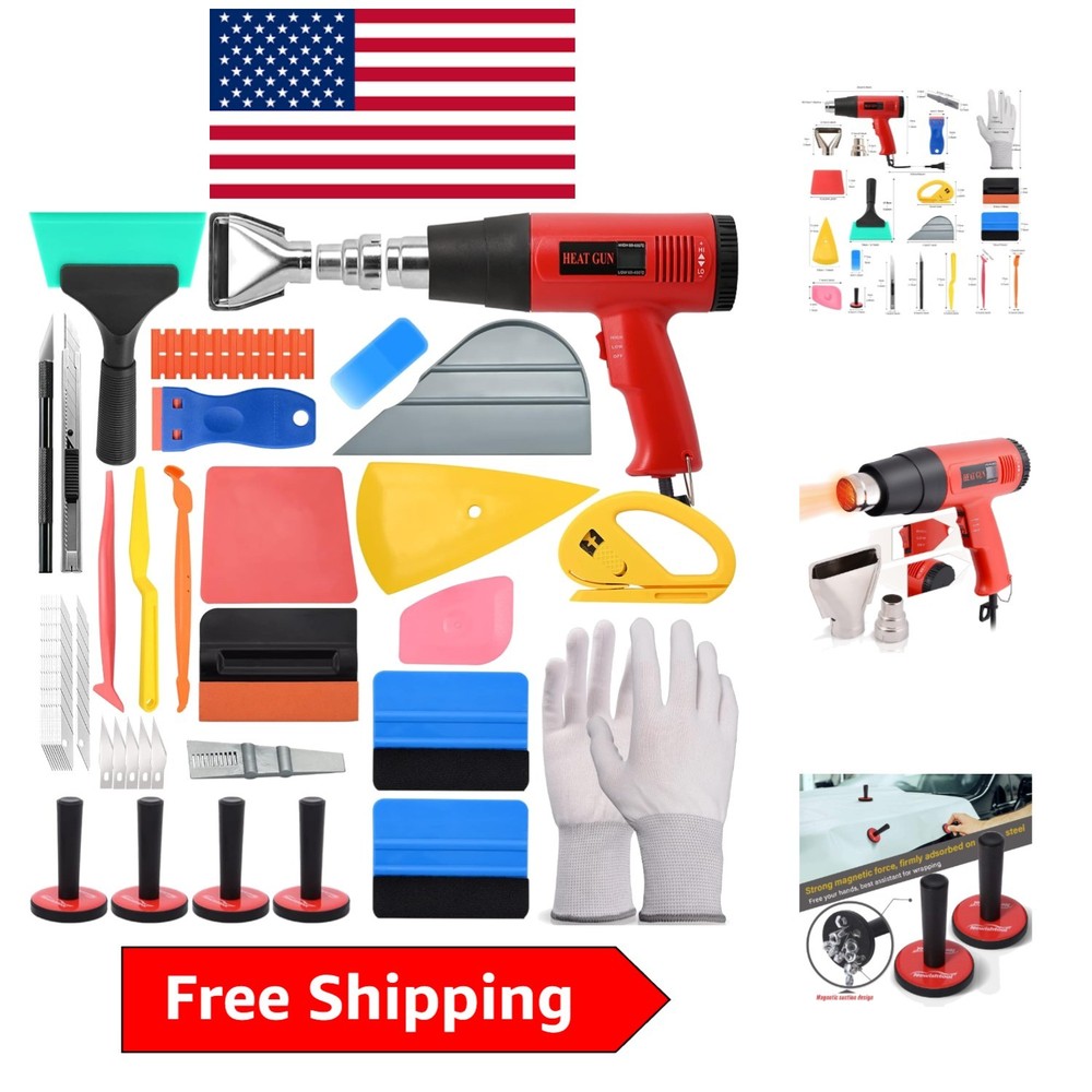 Universal Vinyl Wrap Kit with Precision Tools – Heat Gun & Squeegees Included