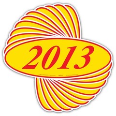 EZ-Line Car Dealer Oval Model Year Stickers Large Windshield Stickers Red Yellow