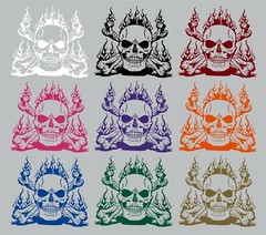 Skull Flames Cross Bones Zombie Car Truck Window Laptop Vinyl Decal Sticker