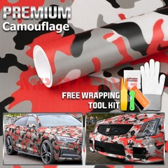 Premium Red Black White Gray Camouflage Desert Vinyl Sticker Wrap Decal Steet