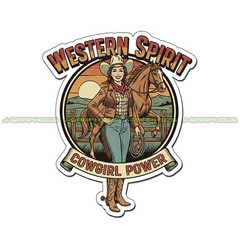 Cowgirl Vinyl Decal Sticker Rodeo Patriotic Country Horse T