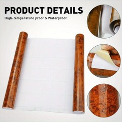 Car Interior Wood Grain Textured Glossy Vinyl Wrap Sticker DIY Decal Sheet Film