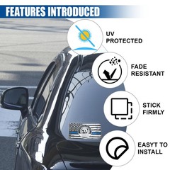 ZIMISI Thin Blue Line Sticker Code 4, Vinyl Bumper Car 4PCS, Black&blue&white