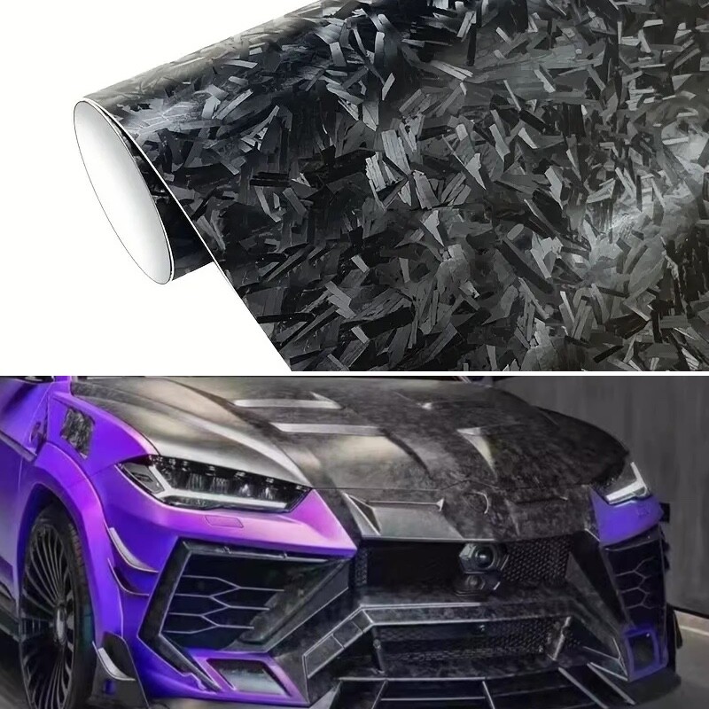 600″x60″ Premium Forged Black Carbon Fiber Vinyl Wrap Film Satin Matte 50ftx5ft