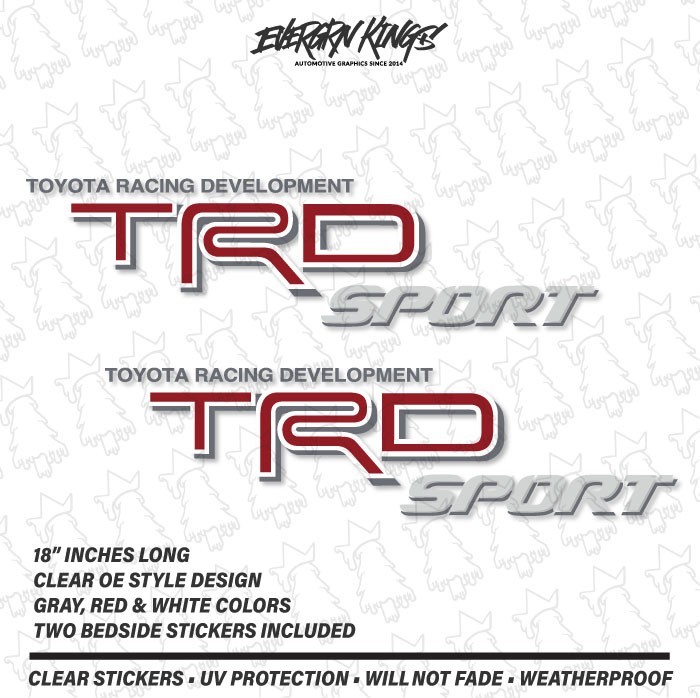 TRD SPORT 3D Clear Bedside Stickers for 95-11 Toyota Tacoma Truck Decals – GRAY