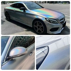 5FTx50FT PET Iridescent Laser Silver Vinyl Wrap US Stock Gloss Metallic Car Wrap