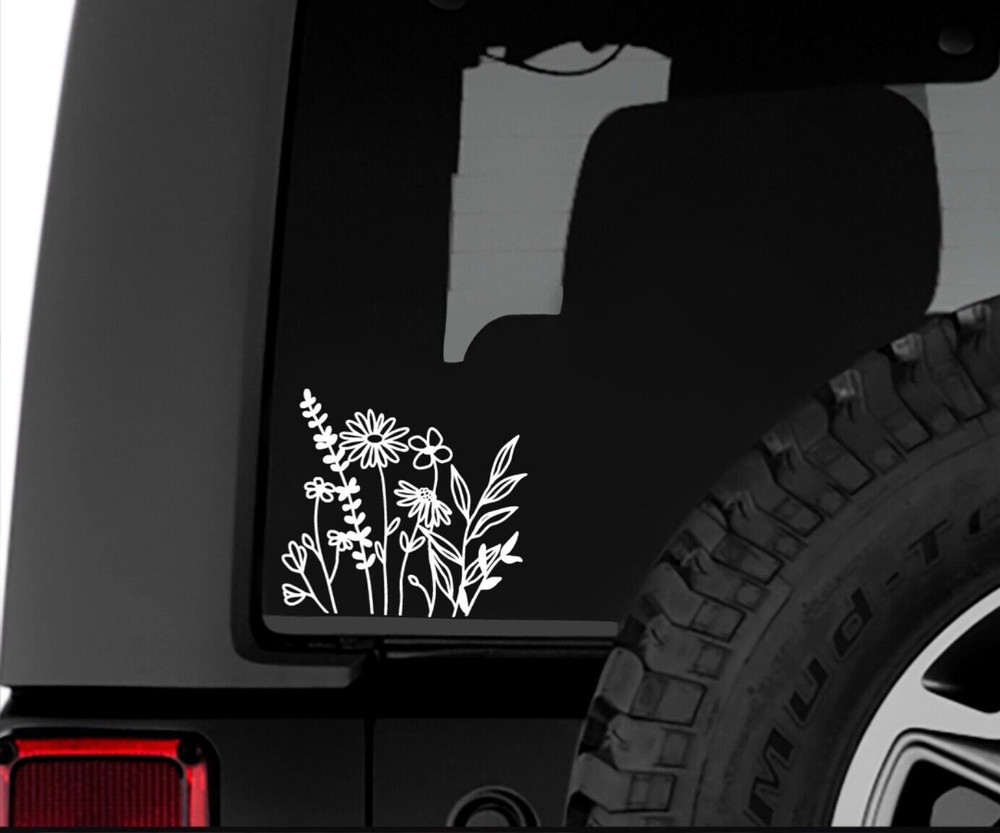 BOHO WILDFLOWERS CAR WINDOW DECAL WATERPROOF VINYL DECAL