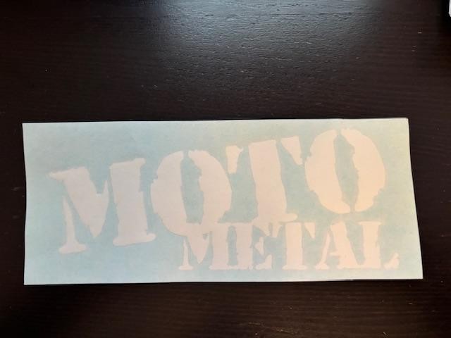 Moto Metal WHITE 8″X4″ Die Cut Vinyl Decal Sticker