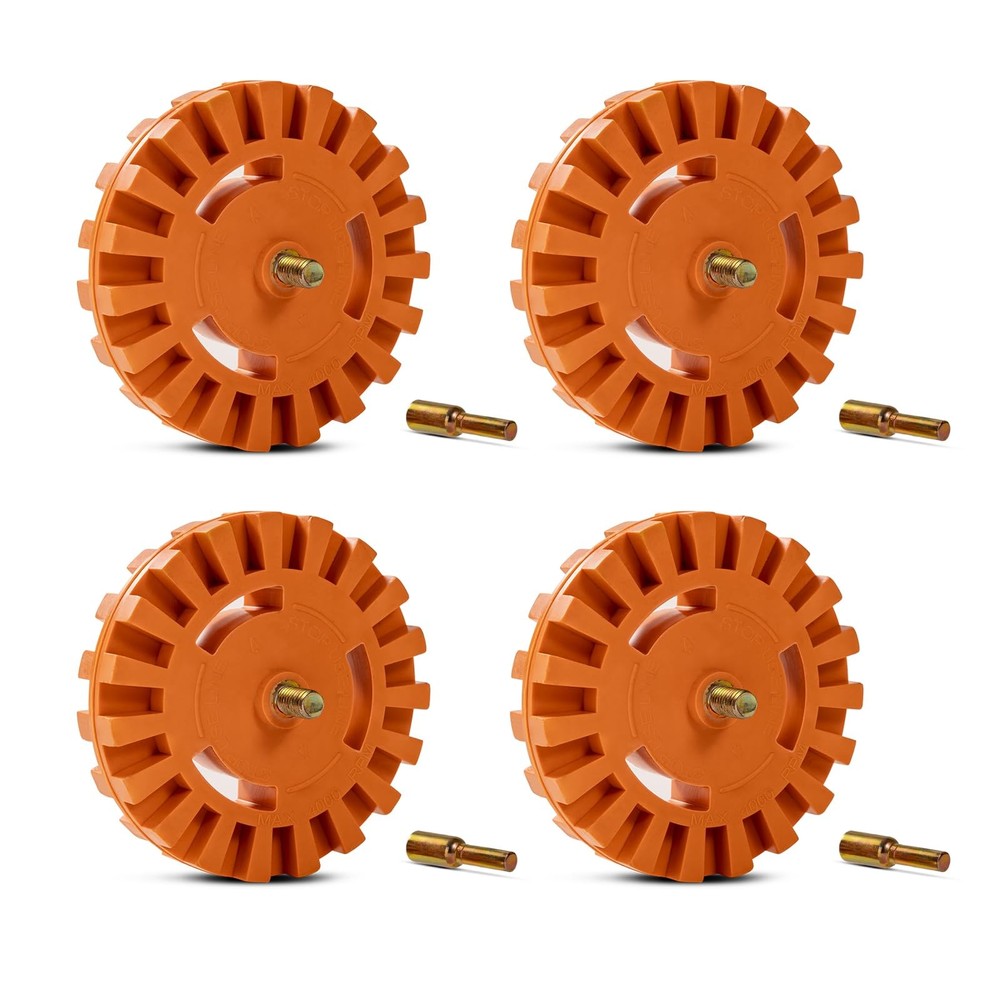 4PCS Decal Remover Eraser Wheel Tool Kit with Drill Adapter, 4 Inch Yellow