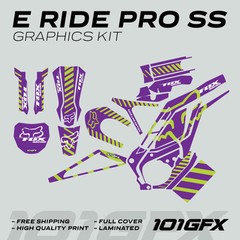 E Ride Pro SS Graphics Kit FOX Race Line Purple Green Decals Stickers ERide