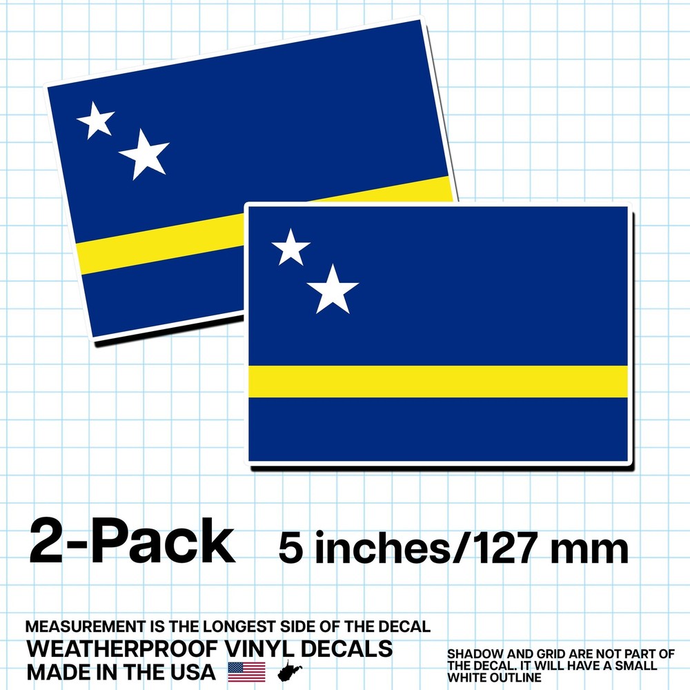 Curaçao Flag Sticker 5″ 2-Pack – CW Decal – Curaçaoan Pride Vinyl