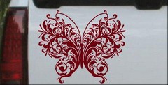 Swirl Butterfly Car or Truck Window Laptop Decal Sticker Burgundy 6X5