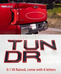 BLACK Red letters compatible with TOYOTA TUNDRA 2022 23 logo Tailgate insert