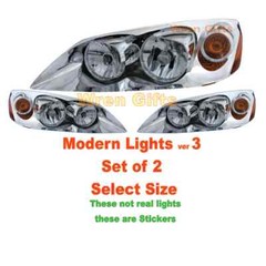 2 Faux / Fake LED look Headlight Assembly Stickers Decals Race Car – Ver: Mod3