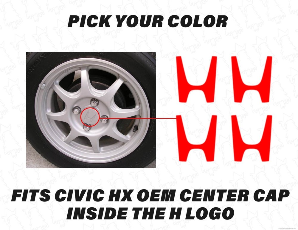 Civic HX Center Cap H Wheel Rim Decals Inserts for Type R Ek9 Eg Ef Ek Si SiR