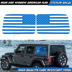 Blue Rear Side Window American Flag Decal For Jeep Wrangler JL JLU 2018+ 4-Door