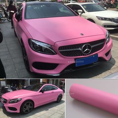 Pink Matte Entire Car Hood Roof Vinyl Wrap Solid Satin Sticker Decal Air Free US