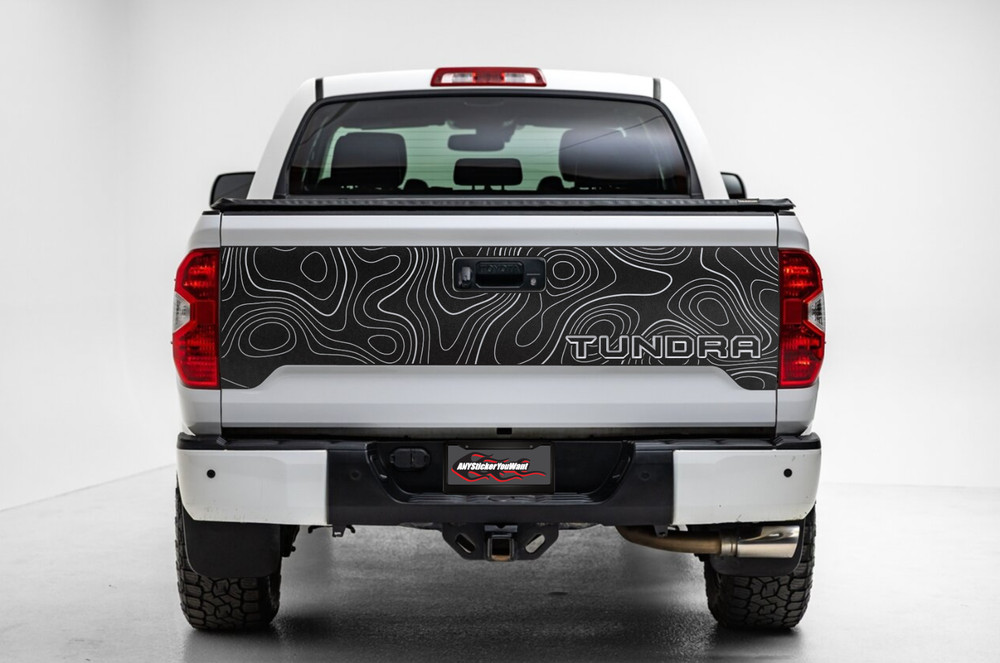 Topographic Blackout Tailgate Vinyl Graphic Decal Fits Toyota Tundra 2014-2021