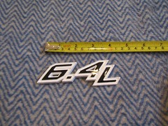 6.4L 6.4 POWER STROKE TURBO DIESEL EMBLEM FITS FORD F250 F350 BLACK ON WHITE 15″