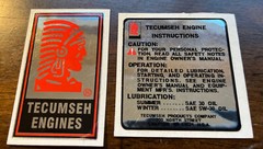 Tecumseh Engine-decals H30 H40 H50 minibike Tiller Mower Chrome Set 2