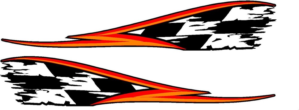 checkered flag & stripe racing vinyl graphics 2 decal sticker set 9″x 48″ red/or