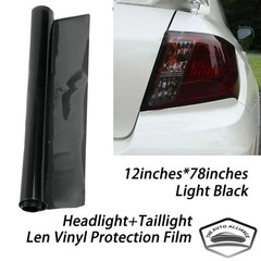 12″x78″Gloss Light Black Smoke Tint Film Lens Vinyl Wrap For Headlight+taillight