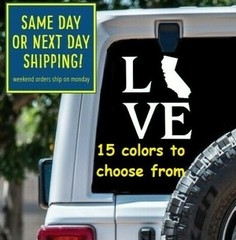 8 Sizes LOVE CALIFORNIA Car Window Decal Sticker MacBook Laptop Tablet iPad Gift
