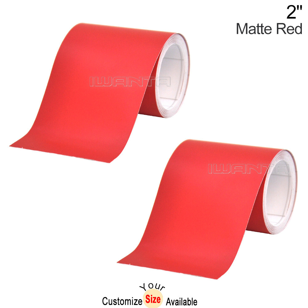 2x 2″ x 78″ DIY Matte Red Racing Stripes Car Hood Vinyl Tape Sticker Body Decals