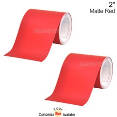 2x 2″ x 78″ DIY Matte Red Racing Stripes Car Hood Vinyl Tape Sticker Body Decals