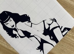 New Handmade BETTIE PAGE Pinup Permanent Vinyl Sticker Decal 4” Custom Colors