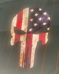 Punisher Skull Sticker American Flag USA Sniper Bumpersticker Gloss Vinyl