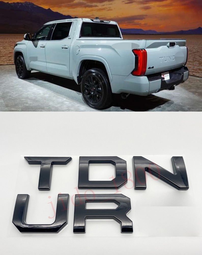 Gloss BLACK letters compatible with TOYOTA TUNDRA 2022 23 logo Tailgate insert