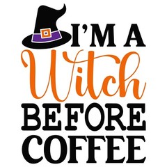 4” Witch Coffee Sticker Funny Halloween Holiday Trick Or Treat DIY Craft Idea