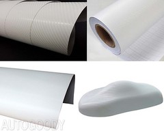 12″ x 60″ Premium Gloss White Carbon Fiber 4D Vinyl Film Wrap Air Bubble Free