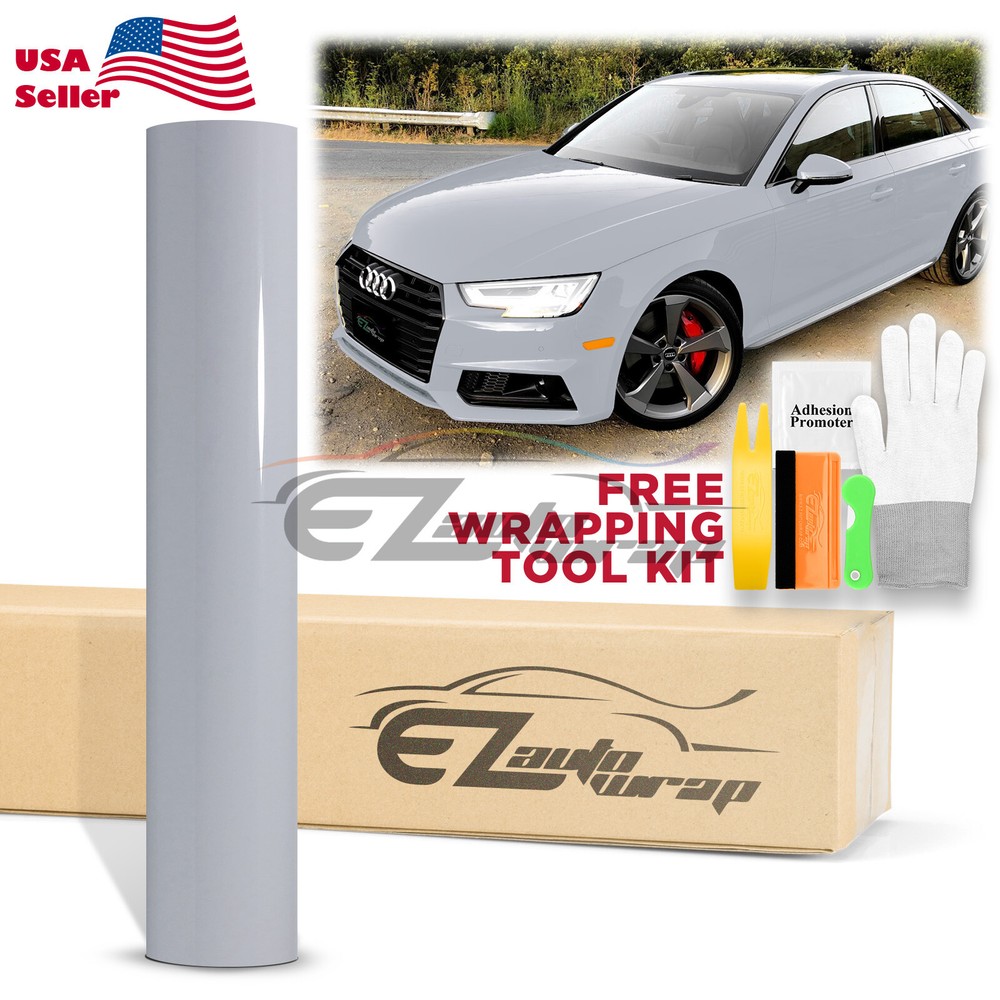 High Gloss Storm Gray Glossy Car Vinyl Wrap Sticker Decal Sheet Film Air Release