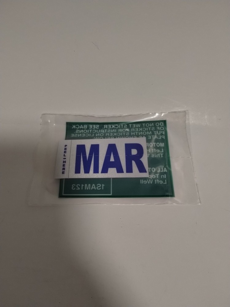 California DMV License Plate Month Sticker March Original Free Shipping