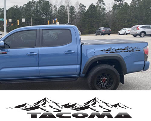 (2) Tacoma Mountain Side Vinyl Decal Sticker Fits Toyota Truck TRD 4×4 Off Road