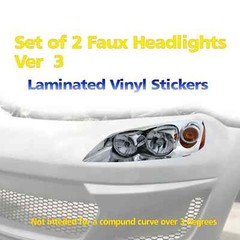 2 Faux / Fake LED look Headlight Assembly Stickers Decals Race Car – Ver: Mod3