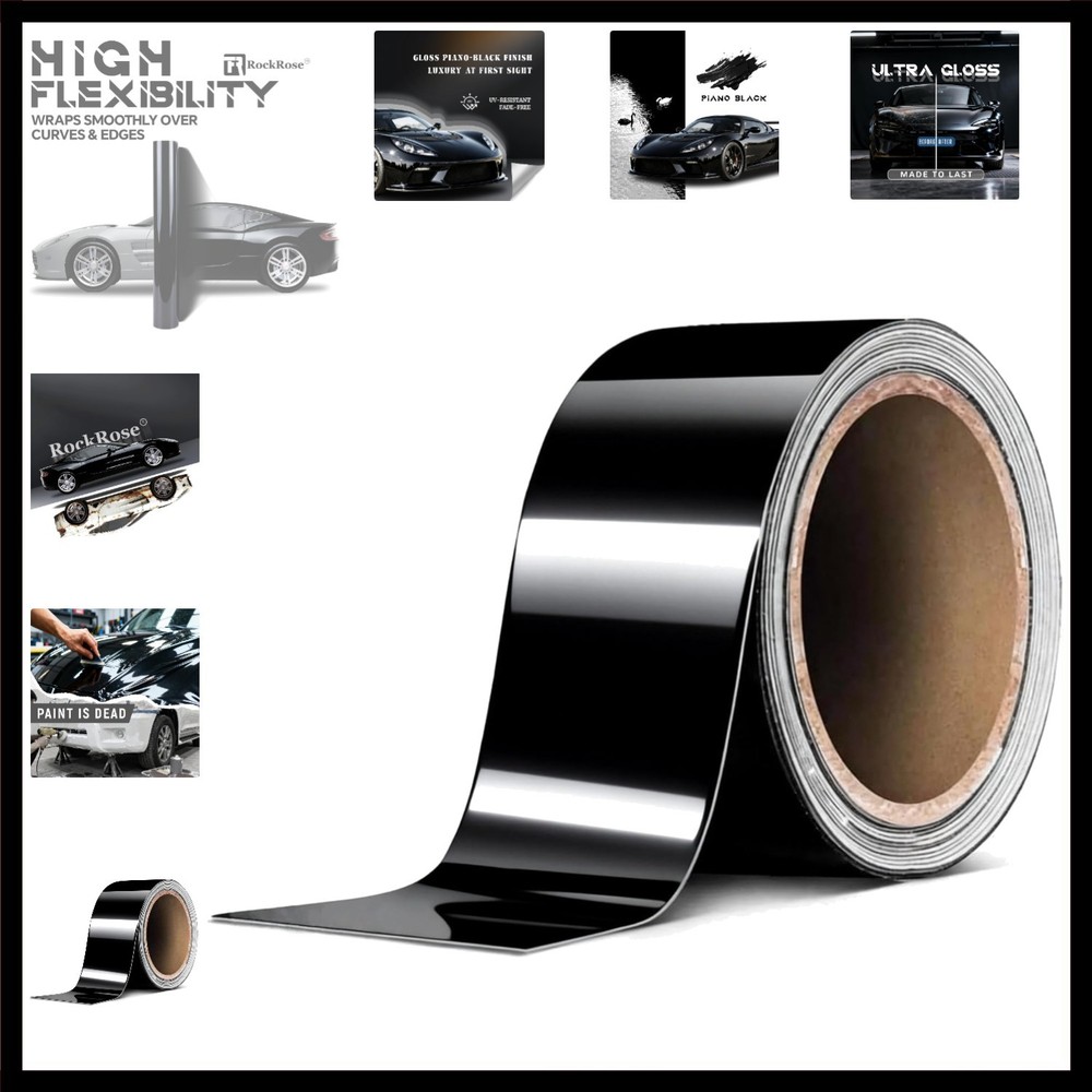 2026 Ultra Gloss Black Vinyl Wrap for Cars 2 in x 30FT – Chrome Delete Car Wr…