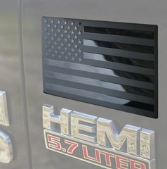 5″x 3″ American Black Metal Flag Fender Emblem Sticker Forward & Reverse Set