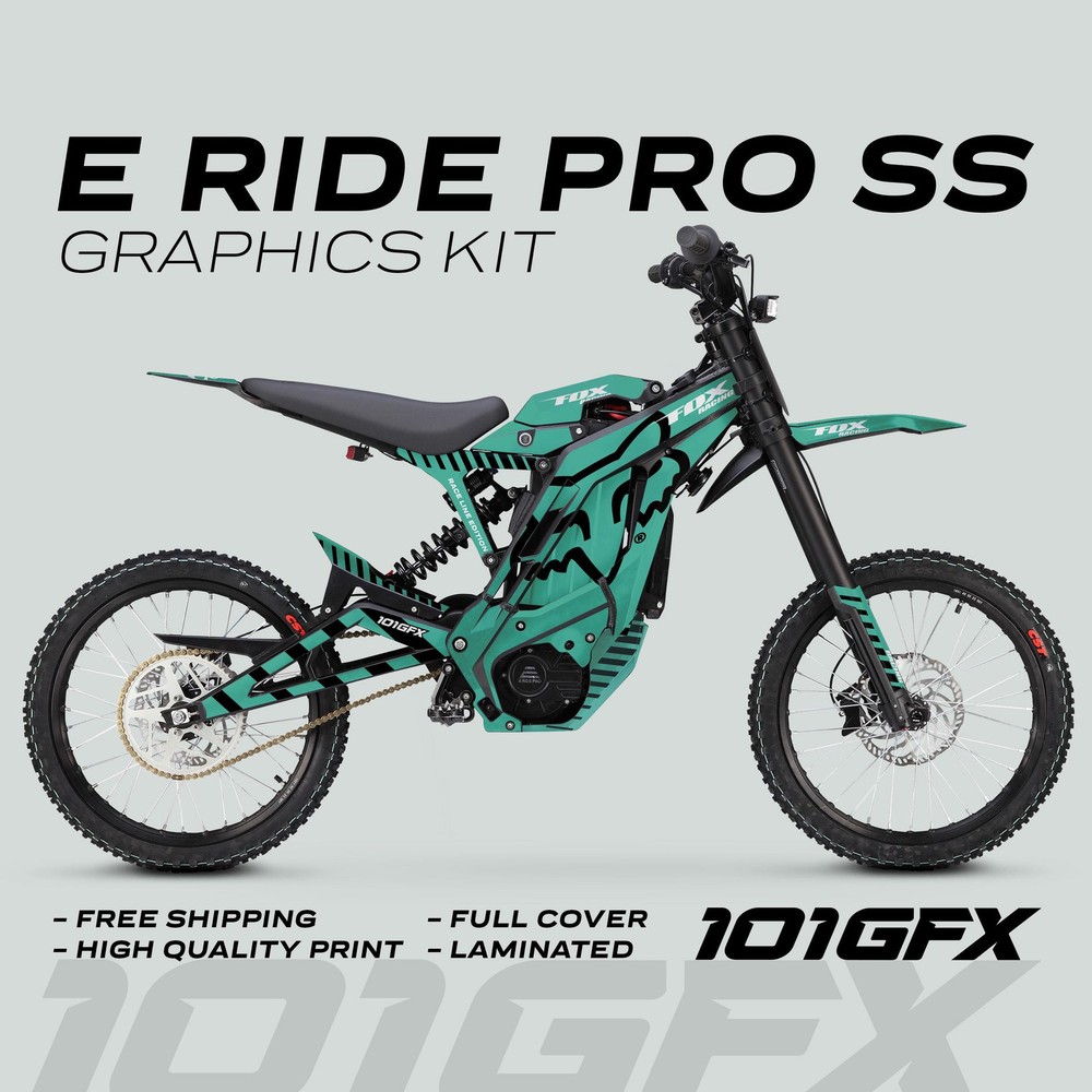 E Ride Pro SS Graphics Kit FOX Race Line Mint Black Decals Stickers kit ERide