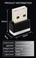 Blue Mini USB Car Atmosphere Lights LED Cigarette Lighter Decorative Lights