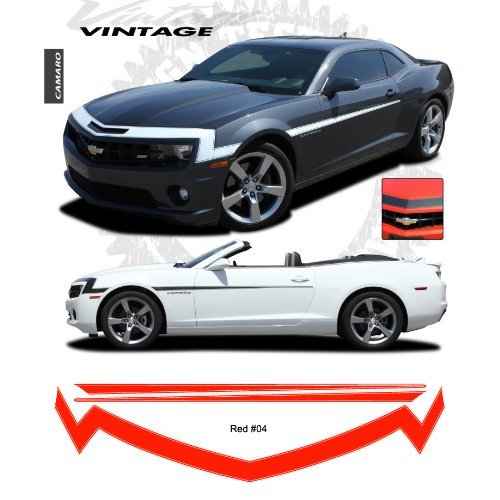 Chevrolet Camaro V6 2010-2013 Vintage Nose Stripe Graphic Kit – Red